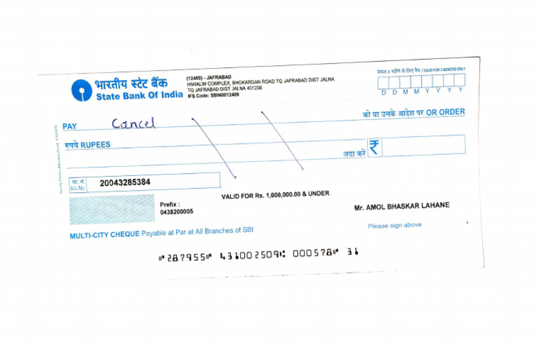 SBI Cancel Cheque | PDF