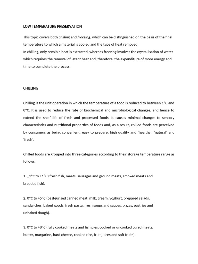 Low Temperature Preservation | PDF | Process Engineering | Scientific ...