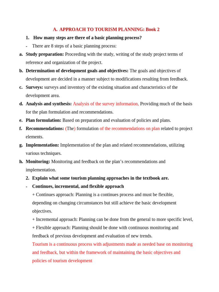 Approach To Tourism Planning | PDF | Tourism | Policy