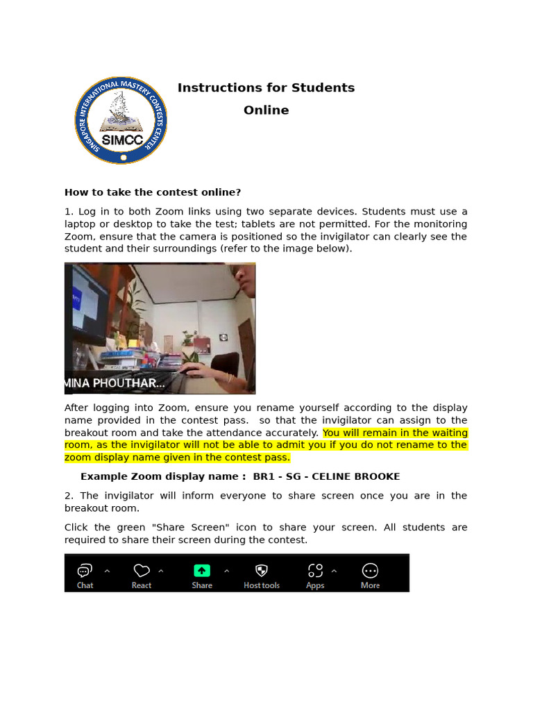 Zoom Instructions For Students | PDF