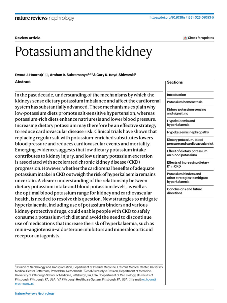 Topic Name Is: Potassium and The Kidney | PDF | Potassium | Chemistry