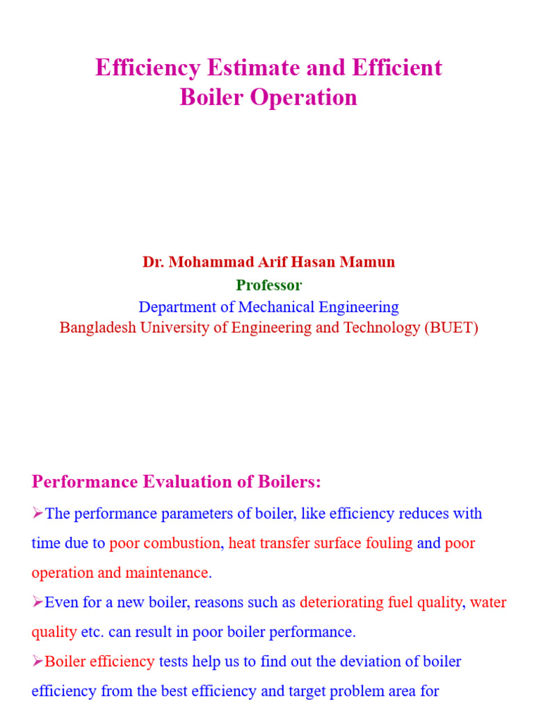 Lecture-3 Efficiency Estimate and Efficient Boiler Operation | PDF ...