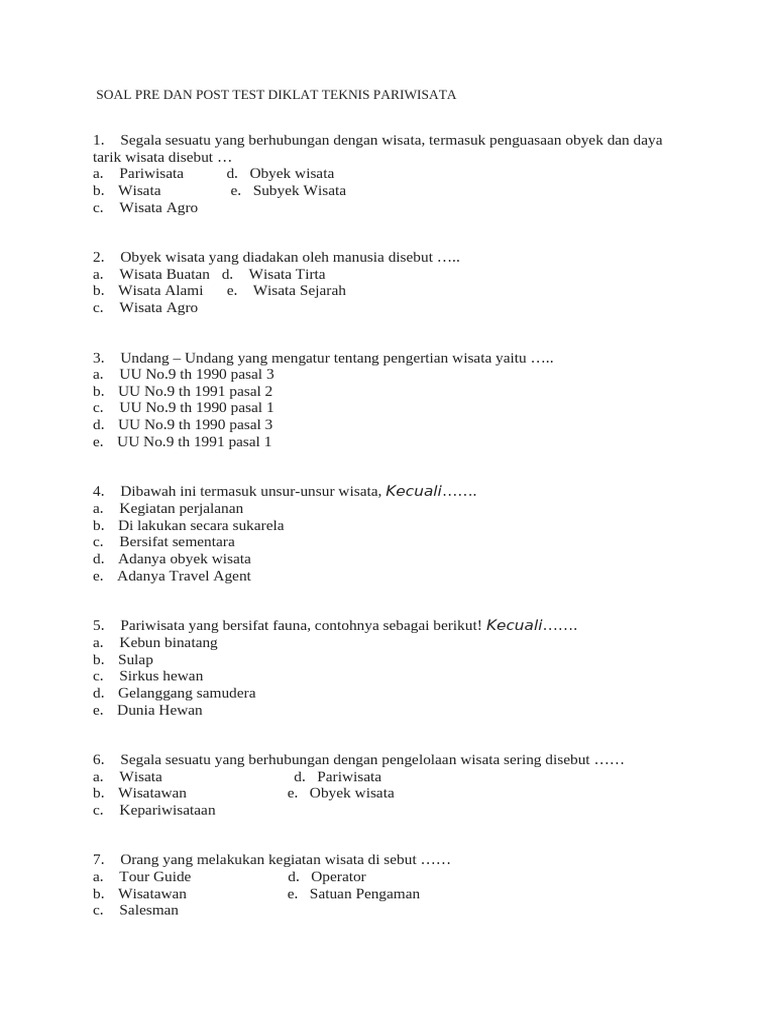 Soal Pre Dan Post Test 1 | PDF
