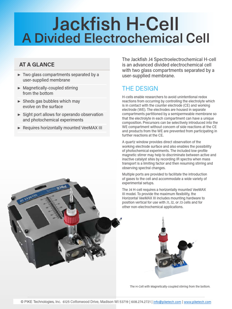 PIKE Technologies Jackfish H Cell | PDF | Electrochemistry | Chemistry