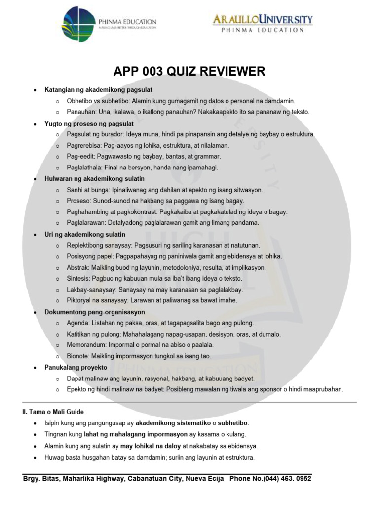 App 003 Quiz Reviewer | PDF