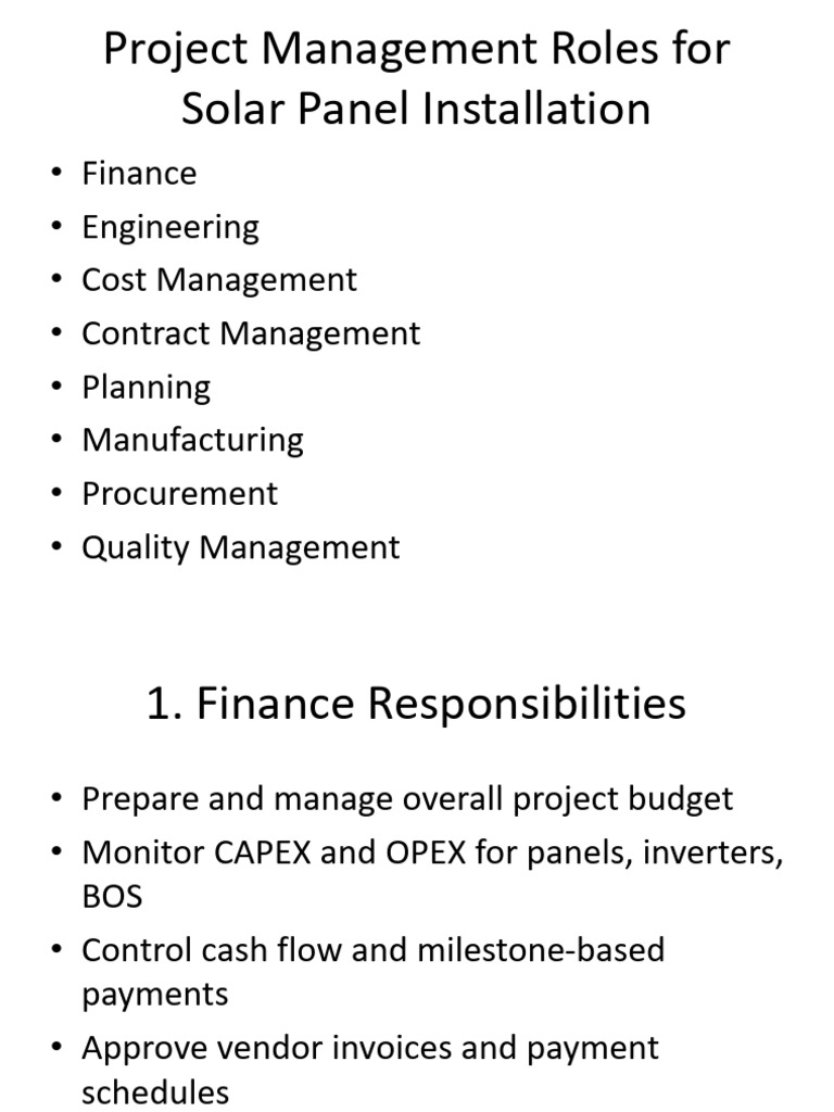 Solar Panel Project Management Roles | PDF | Procurement | Project ...