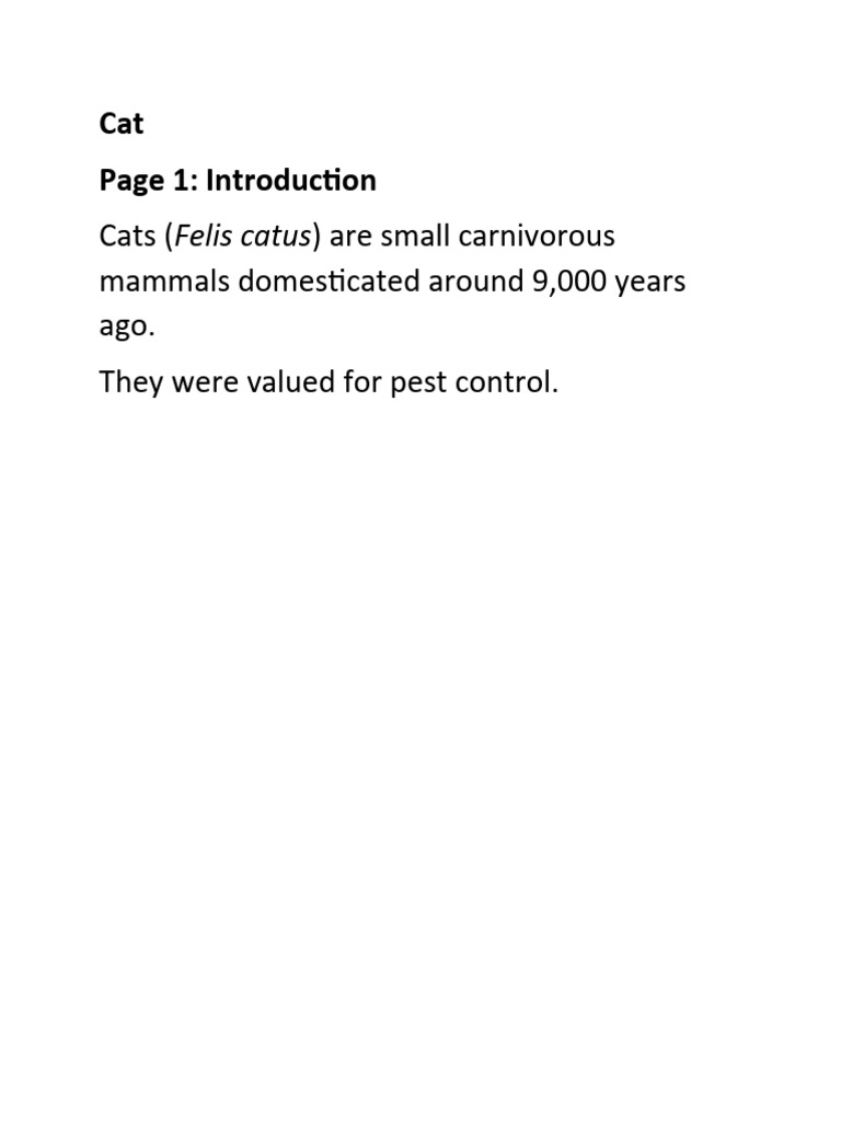 Felis Catus: Cat Page 1: Introduction | PDF