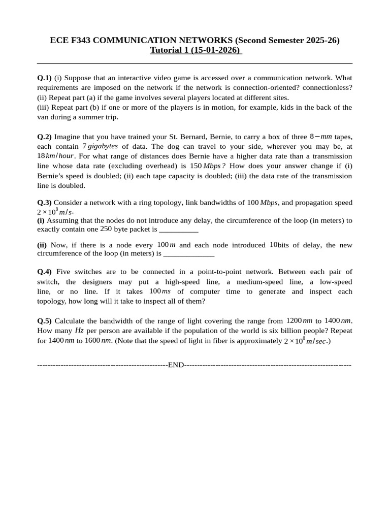 ComNet F343 1501 Tut1 Final | PDF
