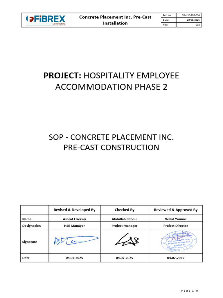Concrete Placement Pre-Cast Installation | PDF | Concrete | Precast ...
