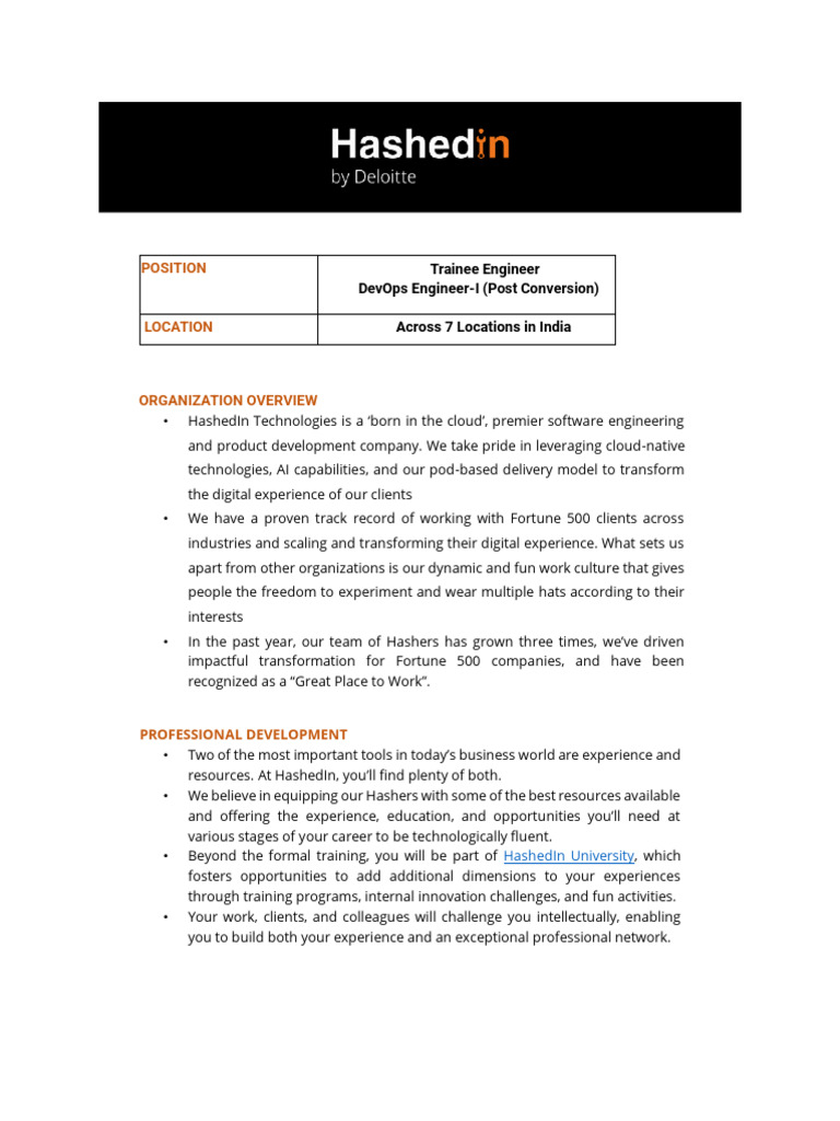 HashedIn DevOps JD 2026 | PDF | Cloud Computing | Computing