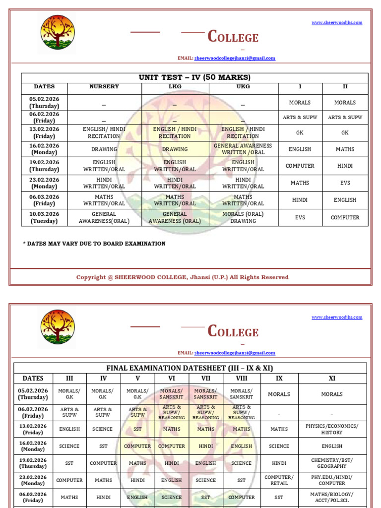 UPDATED Final Examination Datesheet 2025 | PDF