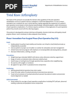 Total Knee Arthroplasty (Tka) Post-Op Clinical Practice Guideline | PDF ...