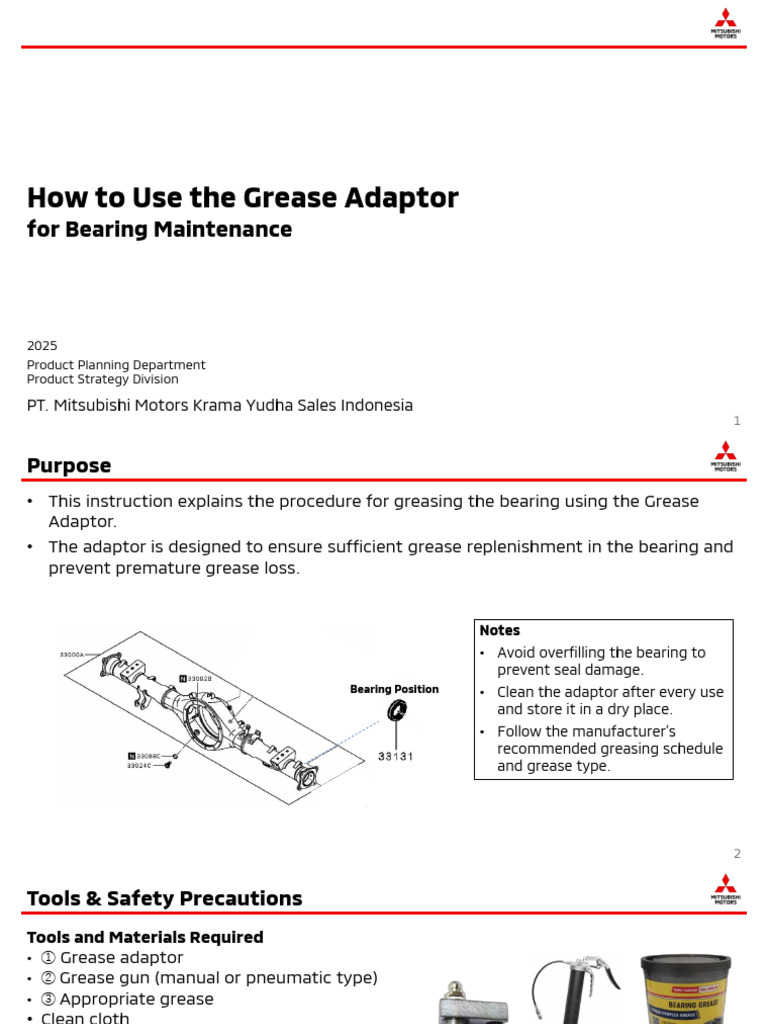 How to Use Grease Adaptor (Draft) - Confidential | PDF | Bearing ...