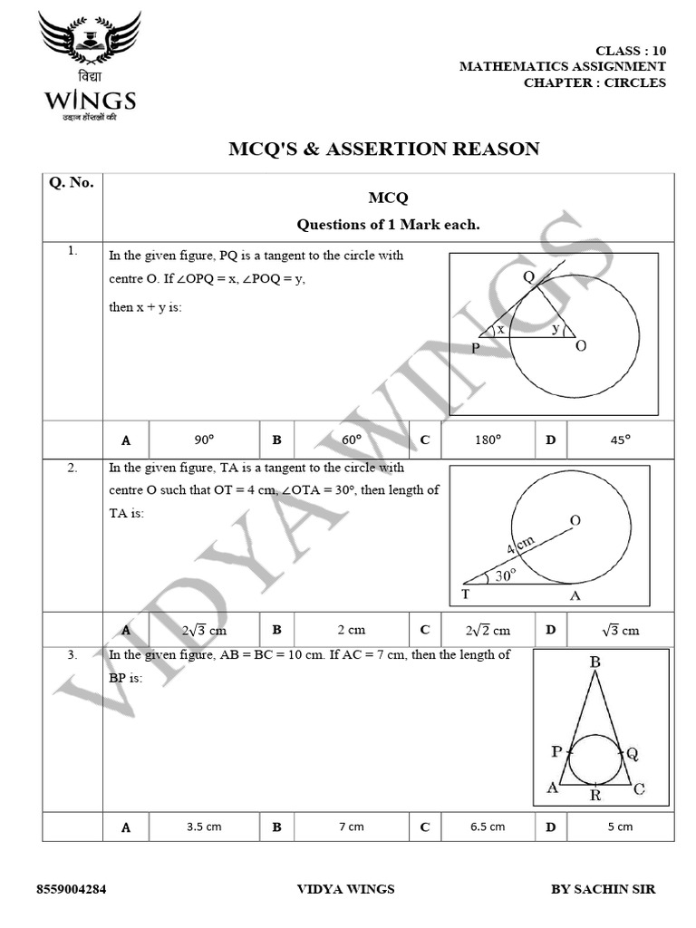 C-10 Maths a Circles | PDF | Circle | Elementary Mathematics