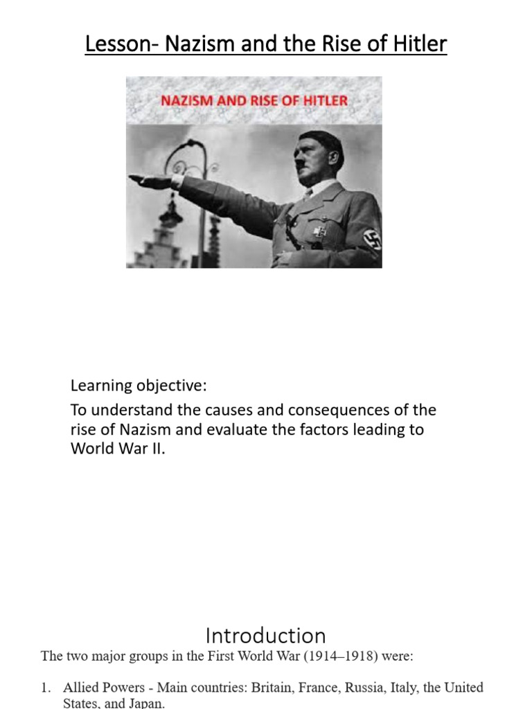 Lesson - SST Nazism and The Rise of Hitler | PDF | World War II | Nazism