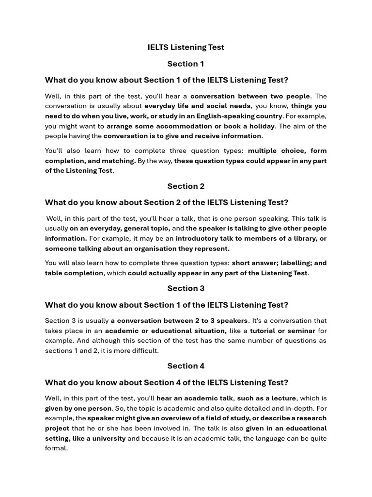 IELTS Listening Test | PDF | International English Language Testing ...