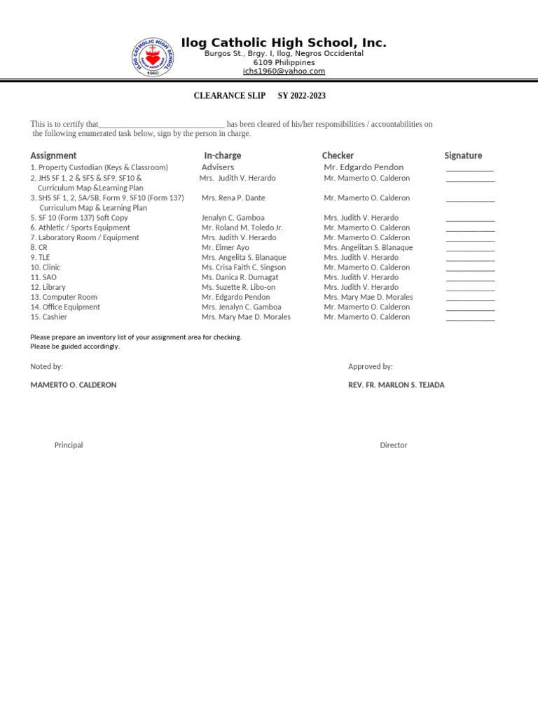 Clearance Slip For Teacher 2023 | PDF | Chess Theory | Chess Openings