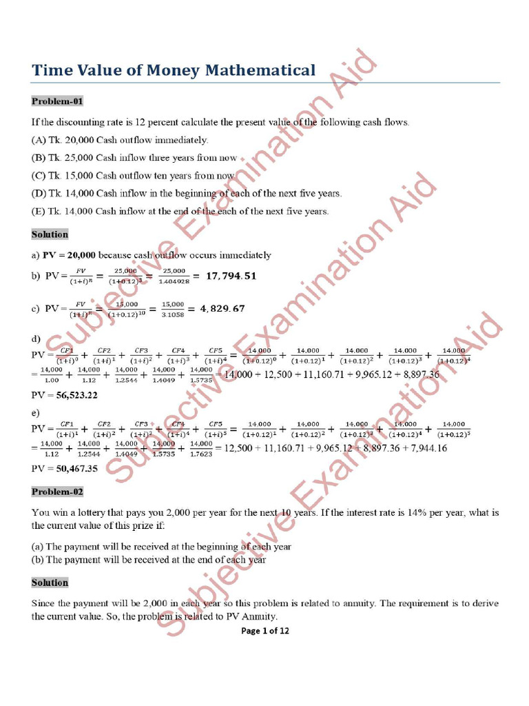 TVM Math Solution File 01 | PDF