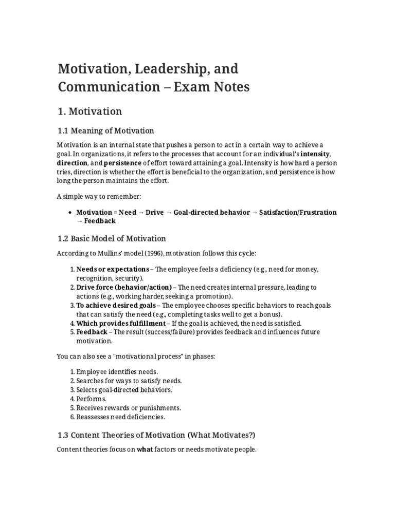 Motivation Leadership Communication | PDF | Leadership | Motivational