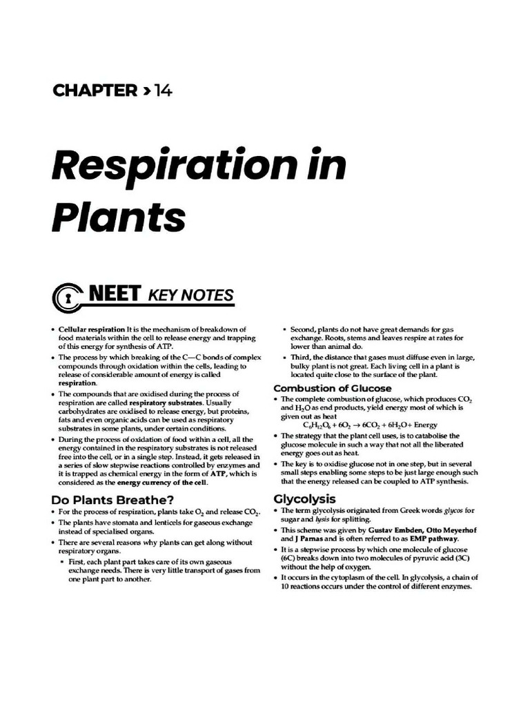Respiration in Plants ? | PDF
