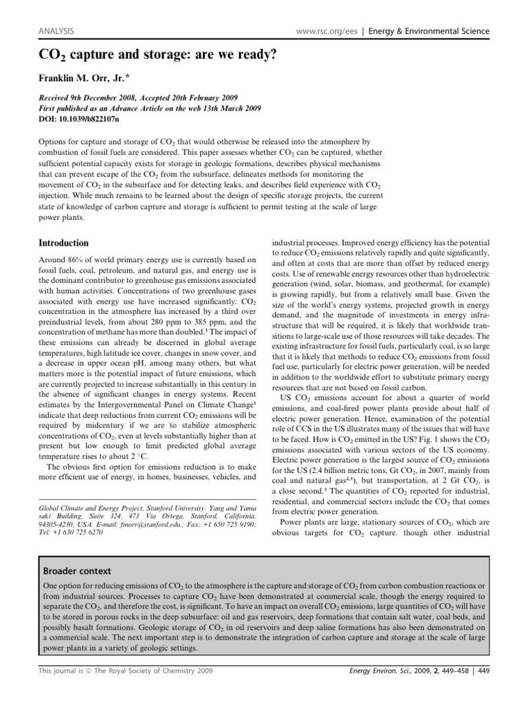 CO2 Capture and Storage | PDF | Carbon Capture And Storage | Carbon Dioxide