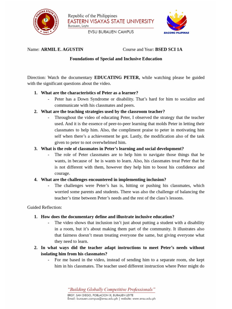 Foundation of Special and Inclusive Education | PDF | Inclusion ...
