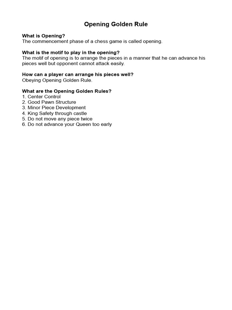 Opening Golden Rules | PDF
