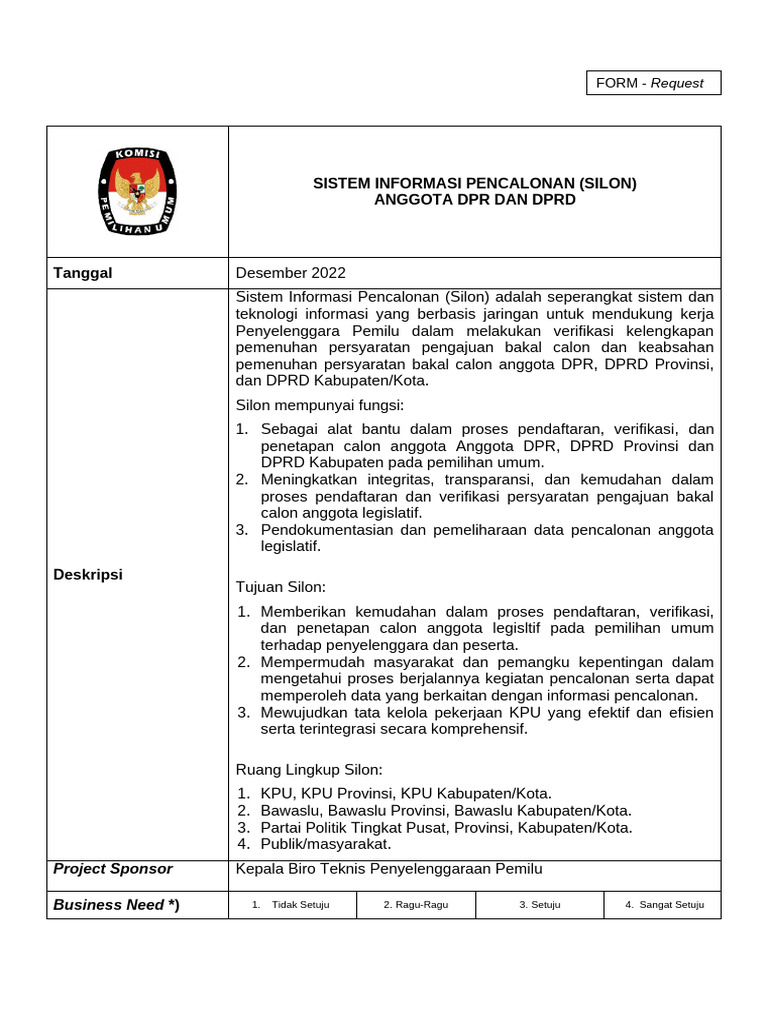 V.1 Form Request Silon DPR | PDF