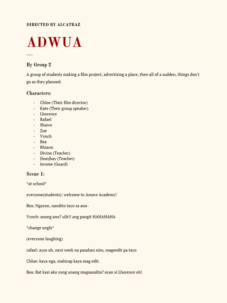 Group 2 Film Script ADWUA | PDF