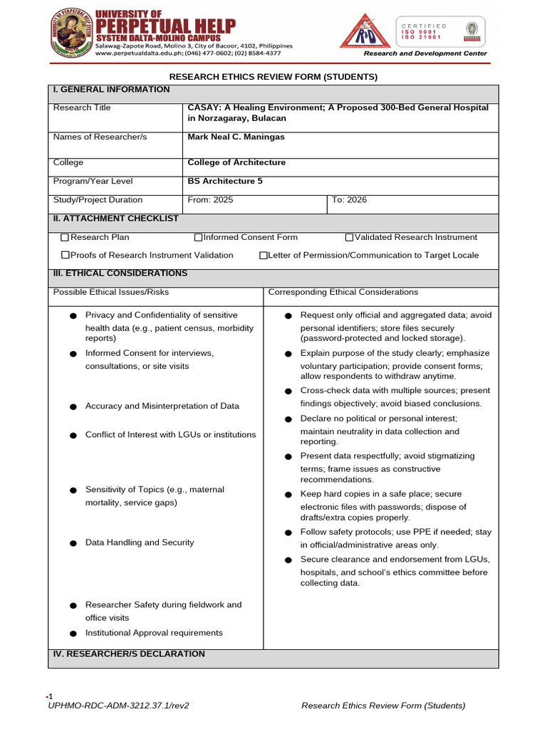 3 2025 - Ethics Review Form (Students) | PDF | Informed Consent