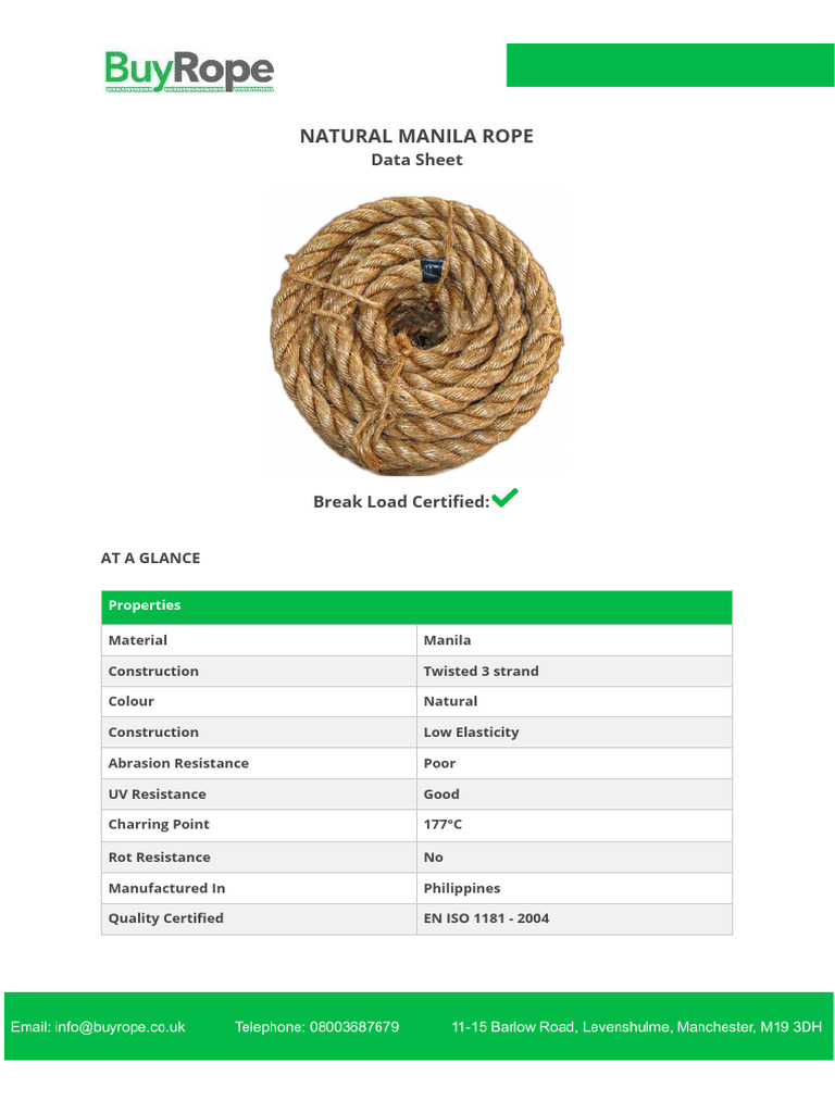Br PDF Manila Rope Data Sheet | PDF