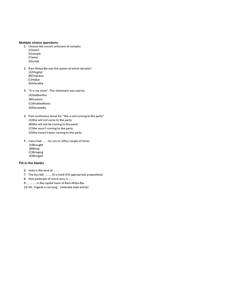 Class 5 TH English | PDF