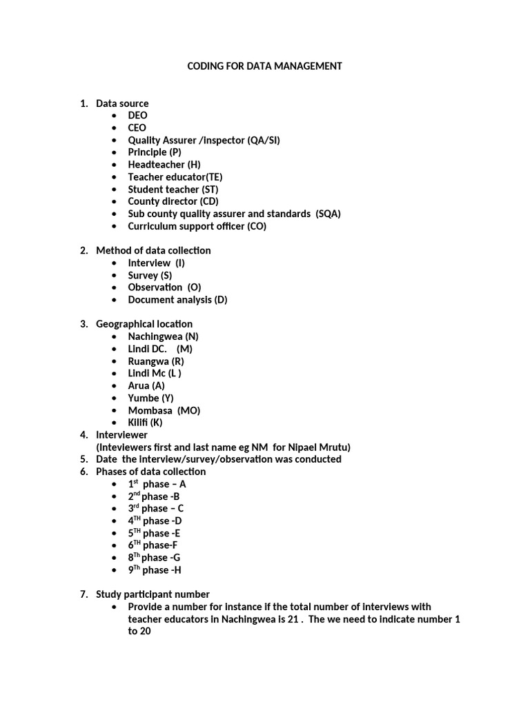 Coding For Data Management | PDF