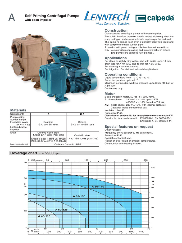 Self Priming Centrifugal Pumps | PDF | Pump | Mechanical Engineering