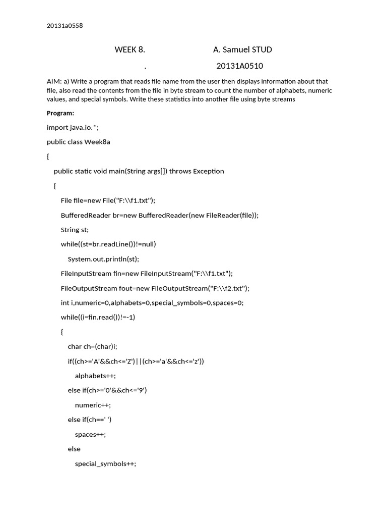 20131a0510 JAVA Week 8 | PDF | Computer Engineering | Object Oriented ...