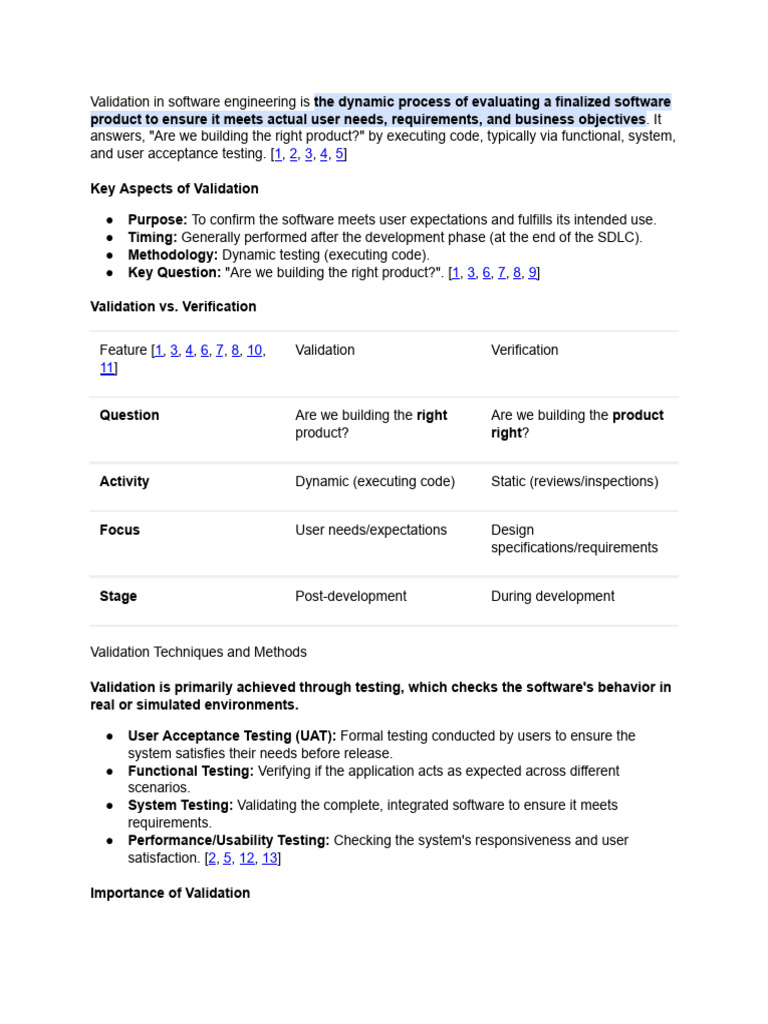 Explain The Concept in Detail Validation in Software Engineering. | PDF ...
