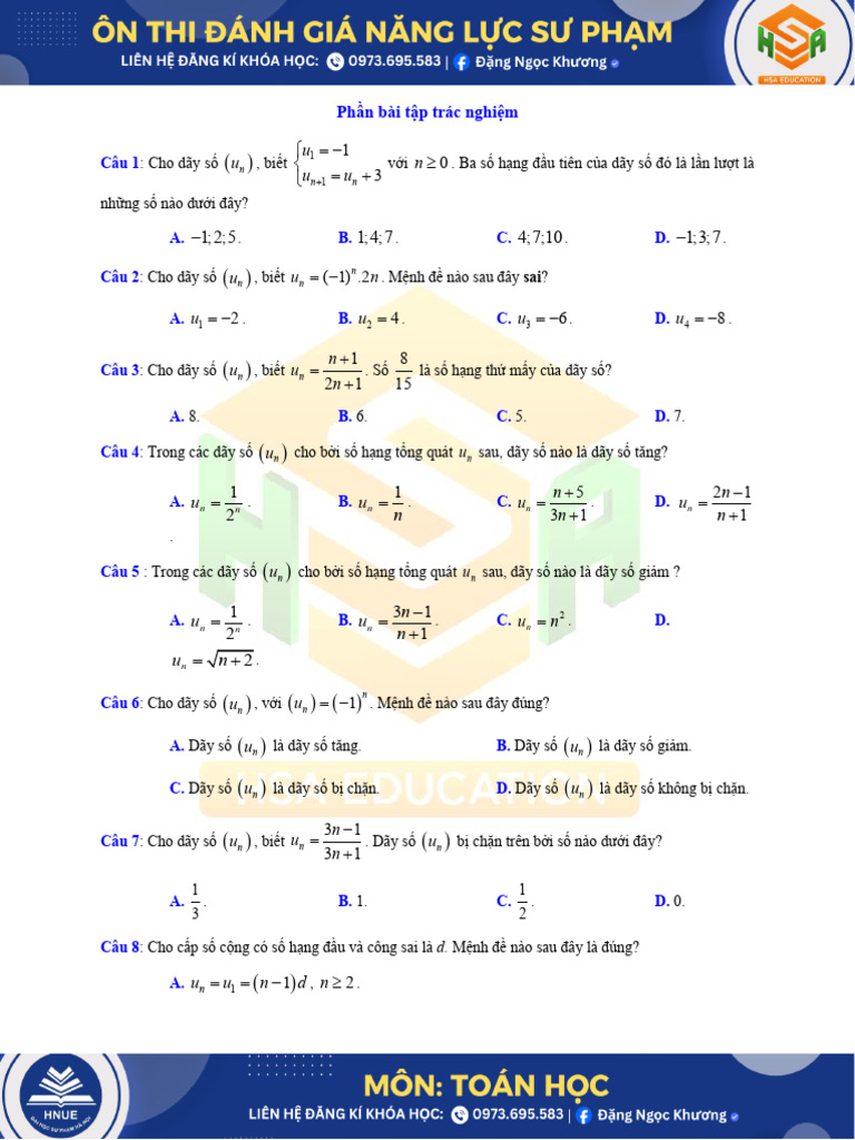 Dãy số, CSC, CSN | PDF