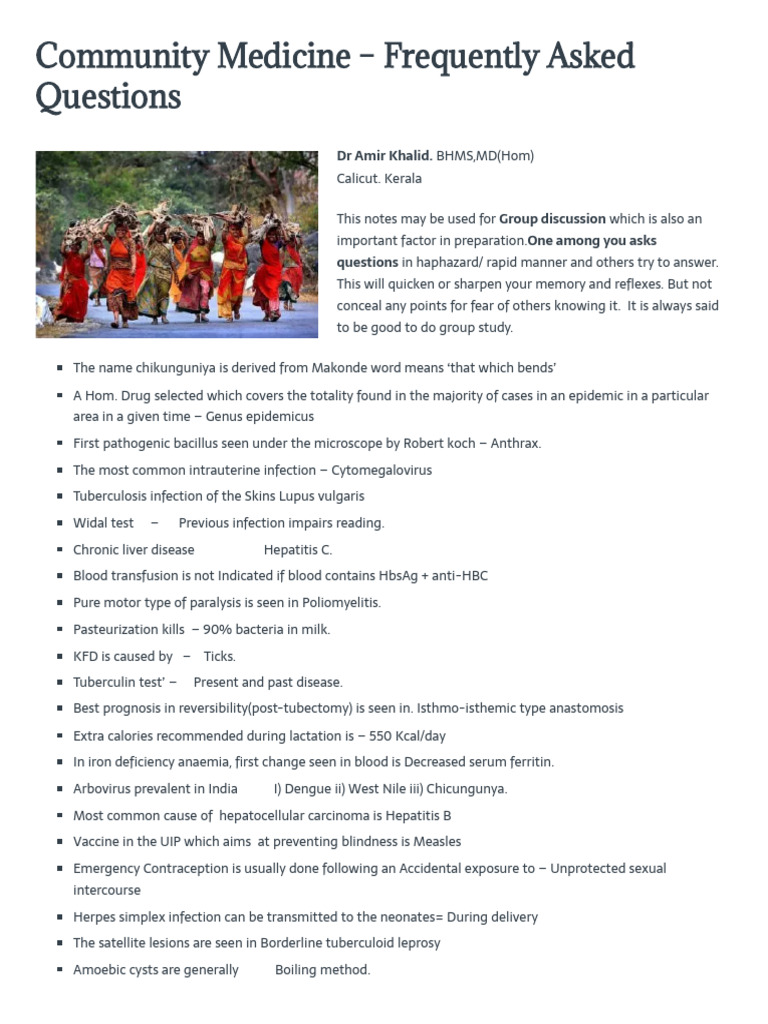 Community Medicine - Frequently Asked Questions | PDF | Infection | Hiv ...