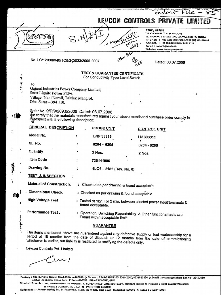 Levcon Conductivity Level Switch Manual | PDF