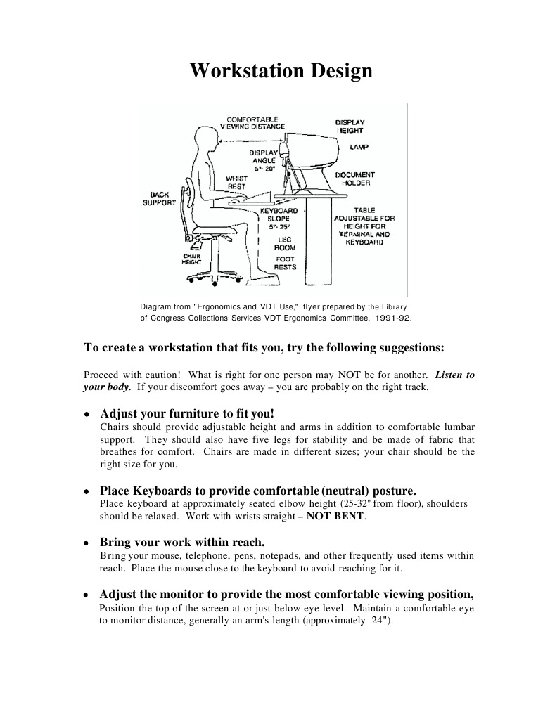 Ergonomic Workstation Design Tips | PDF