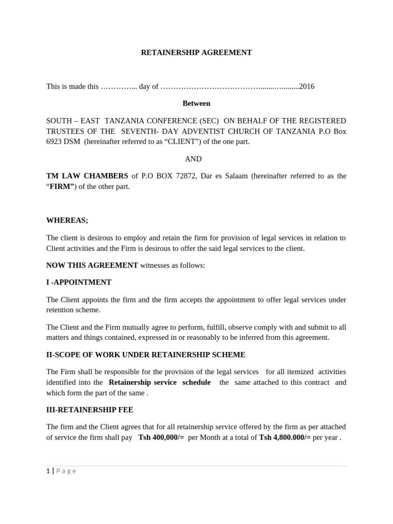 RETAINERSHIP AGREEMENT-1 | PDF | Private Law | Justice