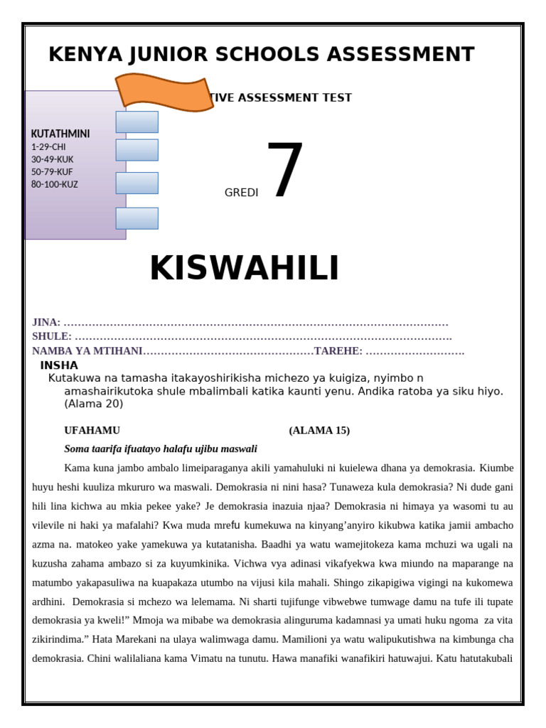 Grade 8 Kiswahili Qs 3 2024 Teacher.co .Ke 15 (2) | PDF