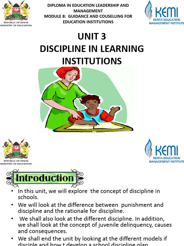 Unit 3 - Discipline in Education Institutions | PDF | Juvenile ...