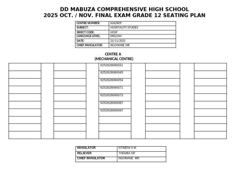 Geo Seating Plan 2025 | PDF