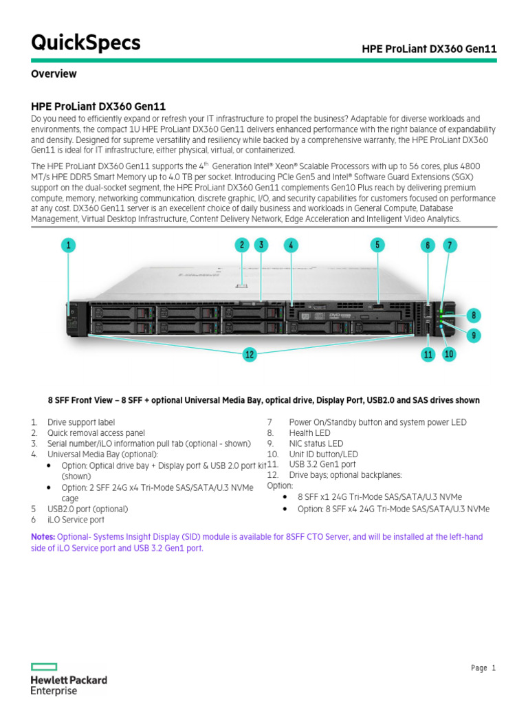 HPE ProLiant DX360 Gen11 QuickSpecs-a50006992enw | PDF | Computer ...