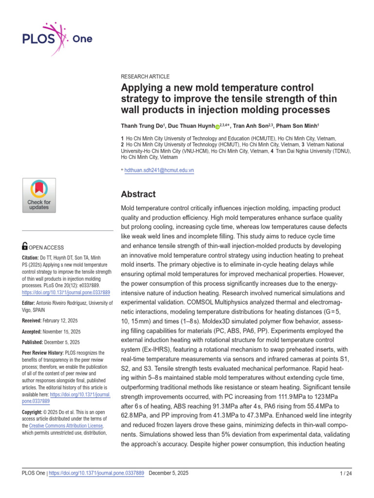 Applying a New Mold Temperature Control Strategy to Improve the Tensile ...