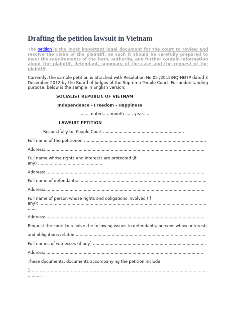 Sample of Lawsuit Petition | PDF | Lawsuit | Justice