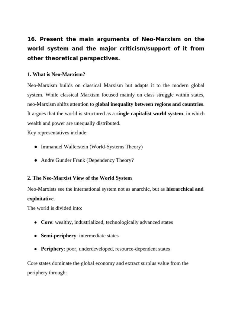 IRT oral prep from 16-20 | PDF | World Systems Theory | Neo Marxism