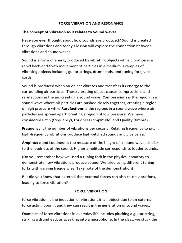 Force Vibration and Resonance | PDF | Sound | Waves