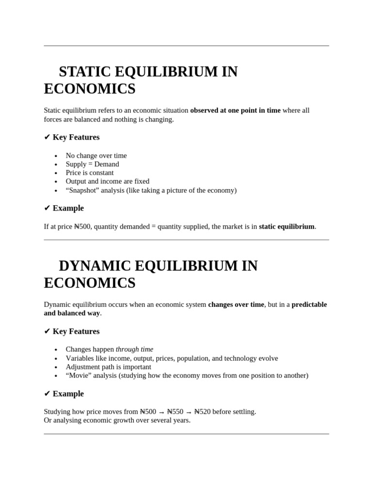 Static Equilibrium in Economics | PDF